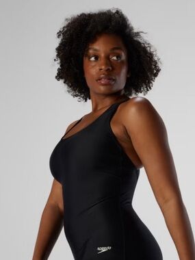 Speedo Black One-Shoulder Swimsuit With Mesh In The‎ Middle Size Large